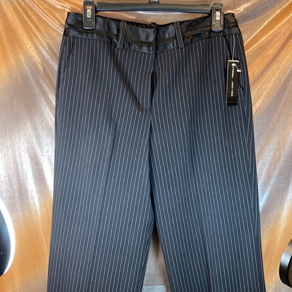 Vintage 90’s high waisted black pinstripe pants with satin waist 30” waist Box F